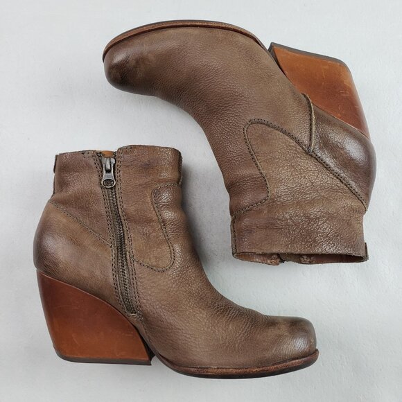 Kork Ease Michelle Ankle Boot Womens 8.5 Brown Leather Side Zip Heeled Wedge - Picture 10 of 15